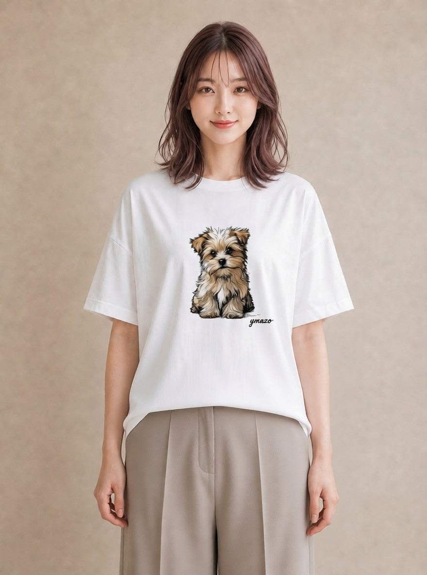 Tシャツ レディース わんちゃん 犬 いぬ イラスト きれいめ ギフト 母の日 白T