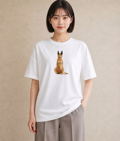 デザインTシャツ レディース ジャーマンシェパード 犬 いぬ イラスト ミニマル 秋コーデ おしゃれギフト 白T