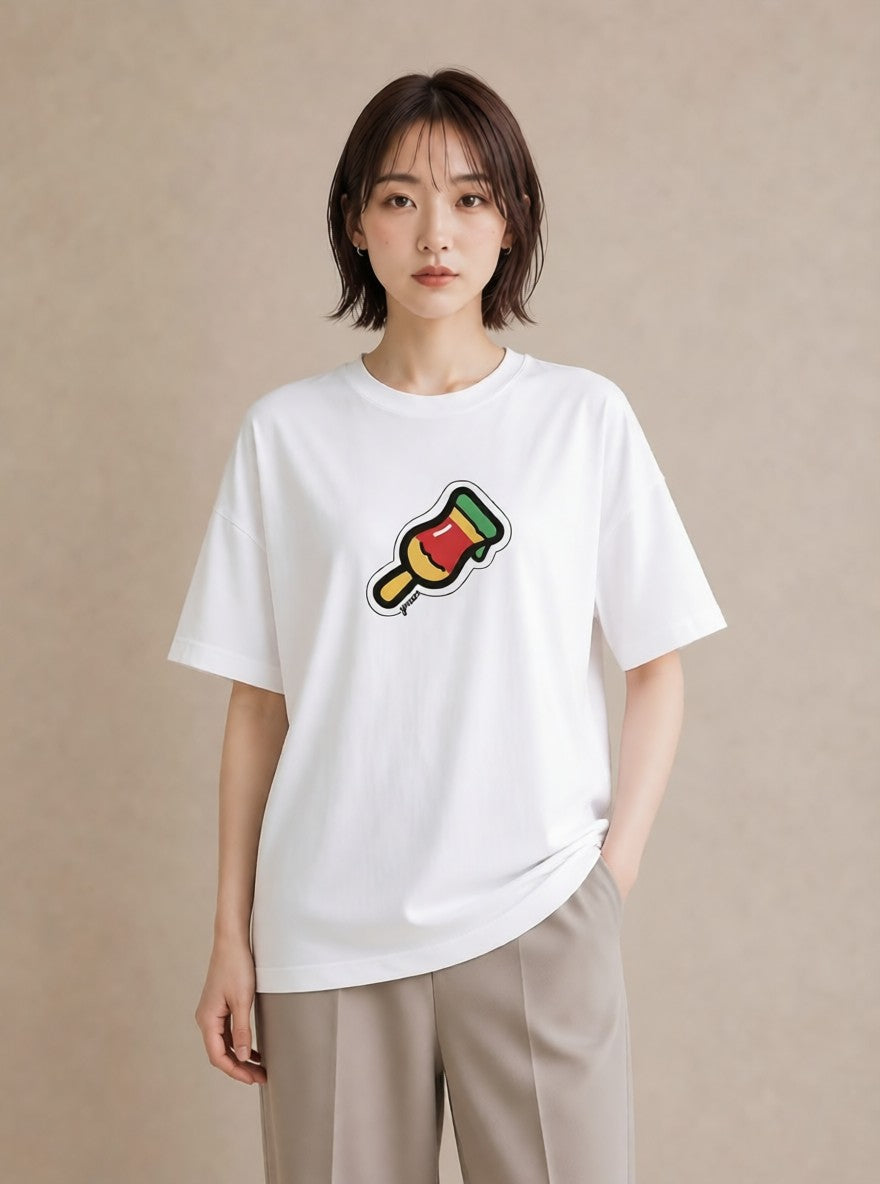 プリントTシャツ レディース アイス 食べ物 フード イラスト きれいめカジュアル 週末コーデ 敬老の日 白T