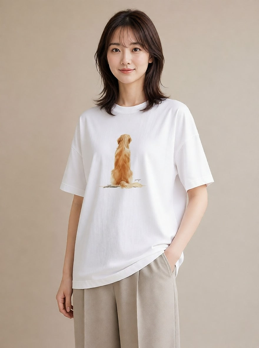 グラフィックTシャツ レディース 老犬 犬 いぬ イラスト 北欧風 ルームウェア ギフト 白T