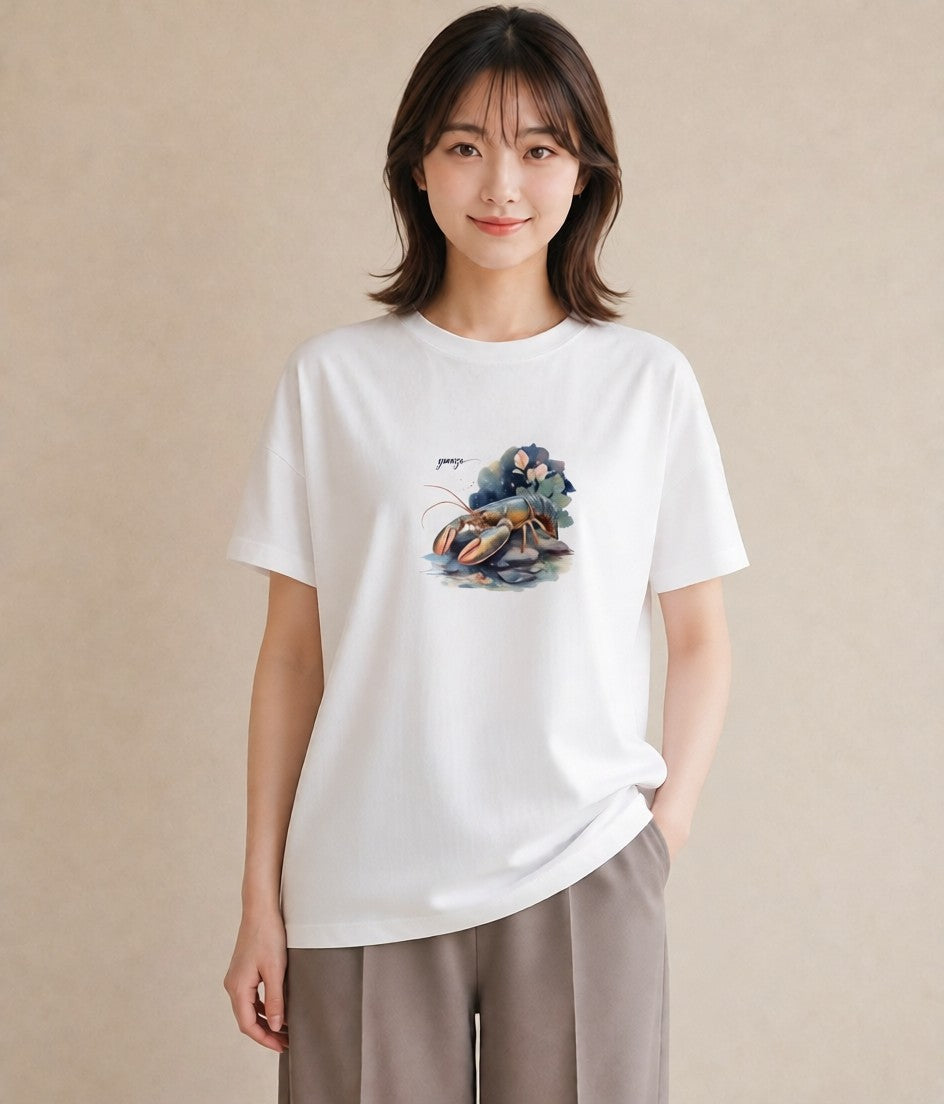 グラフィックTシャツ レディース 蠍座 星空 宇宙 イラスト ゆるかわ 海 カフェ巡り 白T