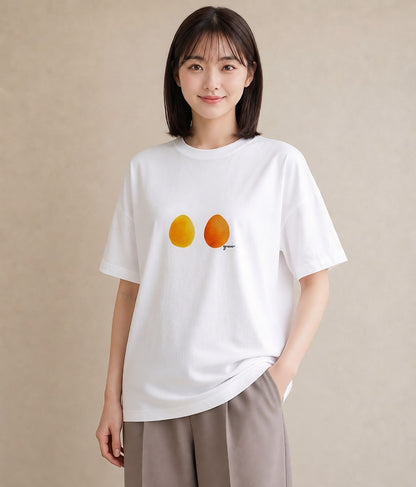 半袖Tシャツ レディース 目玉焼き 食べ物 フード イラスト ラフ 通勤 在宅 白T