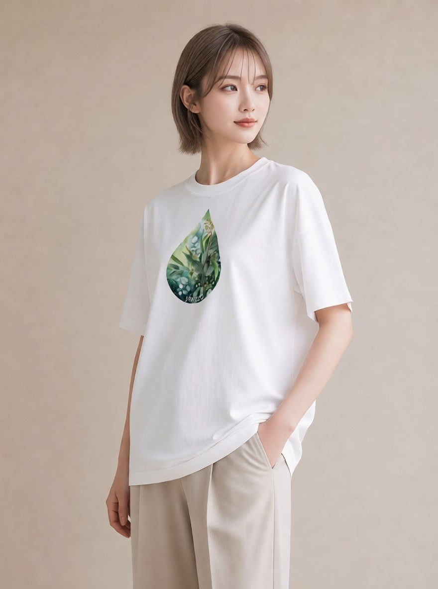 デザインTシャツ レディース ユーカリ 植物 ボタニカル イラスト 可愛い 通学 誕生日プレゼント 白T