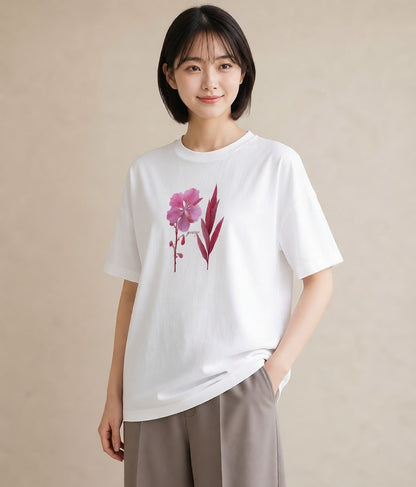 デザインTシャツ レディース ポスト 野の花 レトロ ナチュラル アンティーク イラスト モード 女子会 お揃い 白T