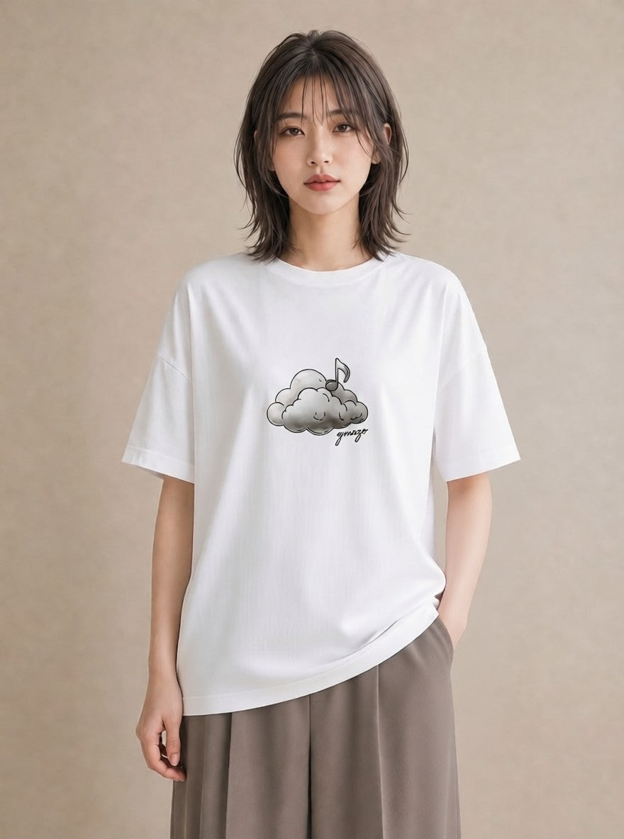 Tシャツ レディース 空 星空 宇宙 イラスト 淡色 ホワイトデー 春服 白T