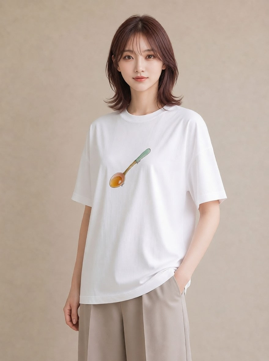 Tシャツ レディース パフェ 食べ物 フード イラスト きれいめカジュアル 誕生日プレゼント 綿100 白T