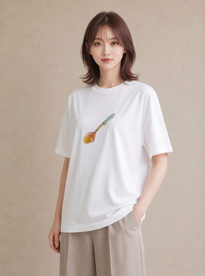 Tシャツ レディース パフェ 食べ物 フード イラスト きれいめカジュアル 誕生日プレゼント 綿100 白T