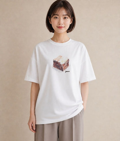 デザインTシャツ レディース チョコ 食べ物 フード イラスト シンプル 母の日 ビーチ 白T