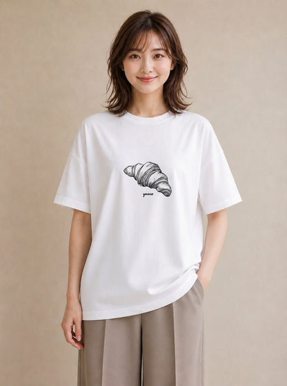 プリントTシャツ レディース パン ベーカリー レトロ イラスト 抜け感 母娘コーデ 自分用 白T