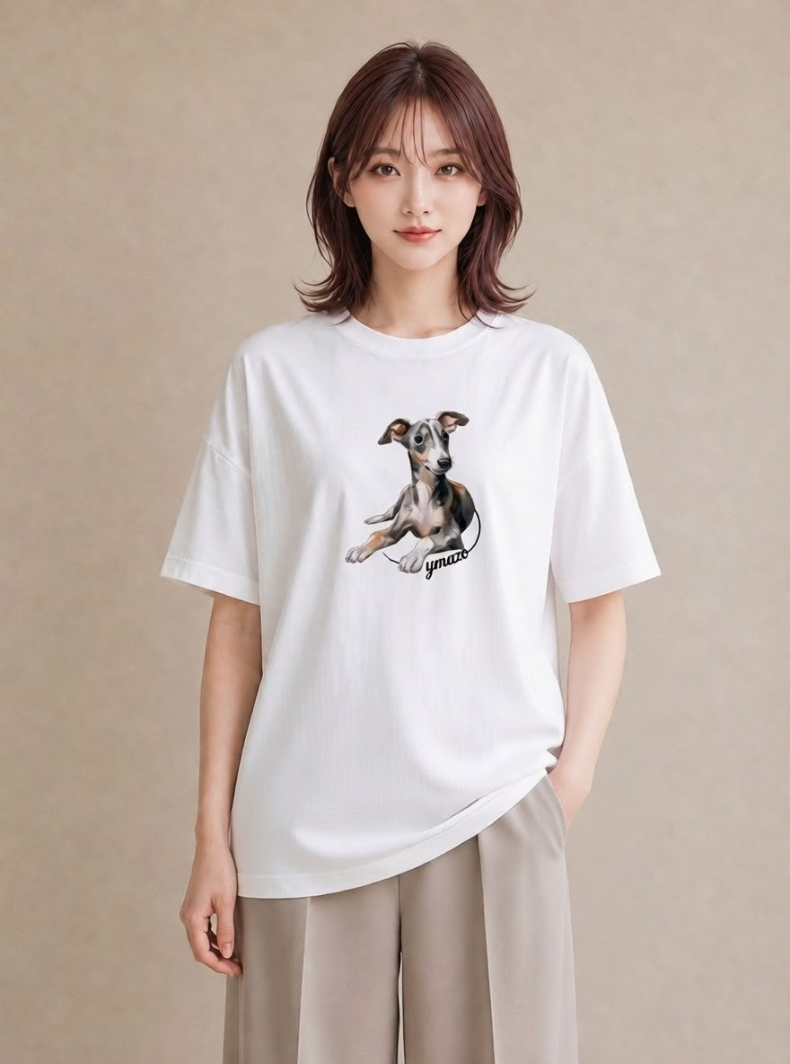半袖Tシャツ レディース 愛犬 犬 いぬ イラスト ニュアンス 女性向けギフト 散歩 白T