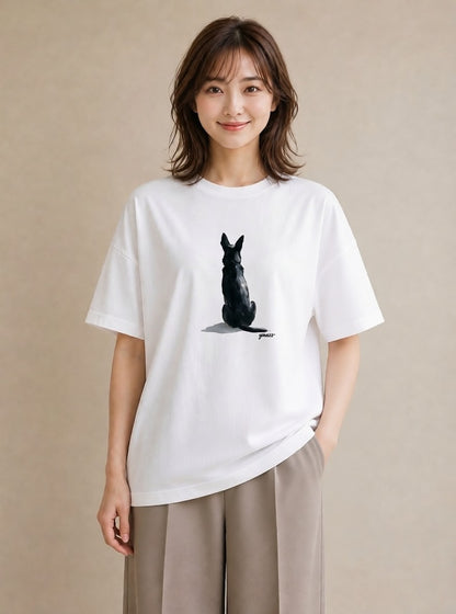 半袖Tシャツ レディース ジャーマンシェパード 犬 いぬ イラスト お洒落 社会人 女性 白T