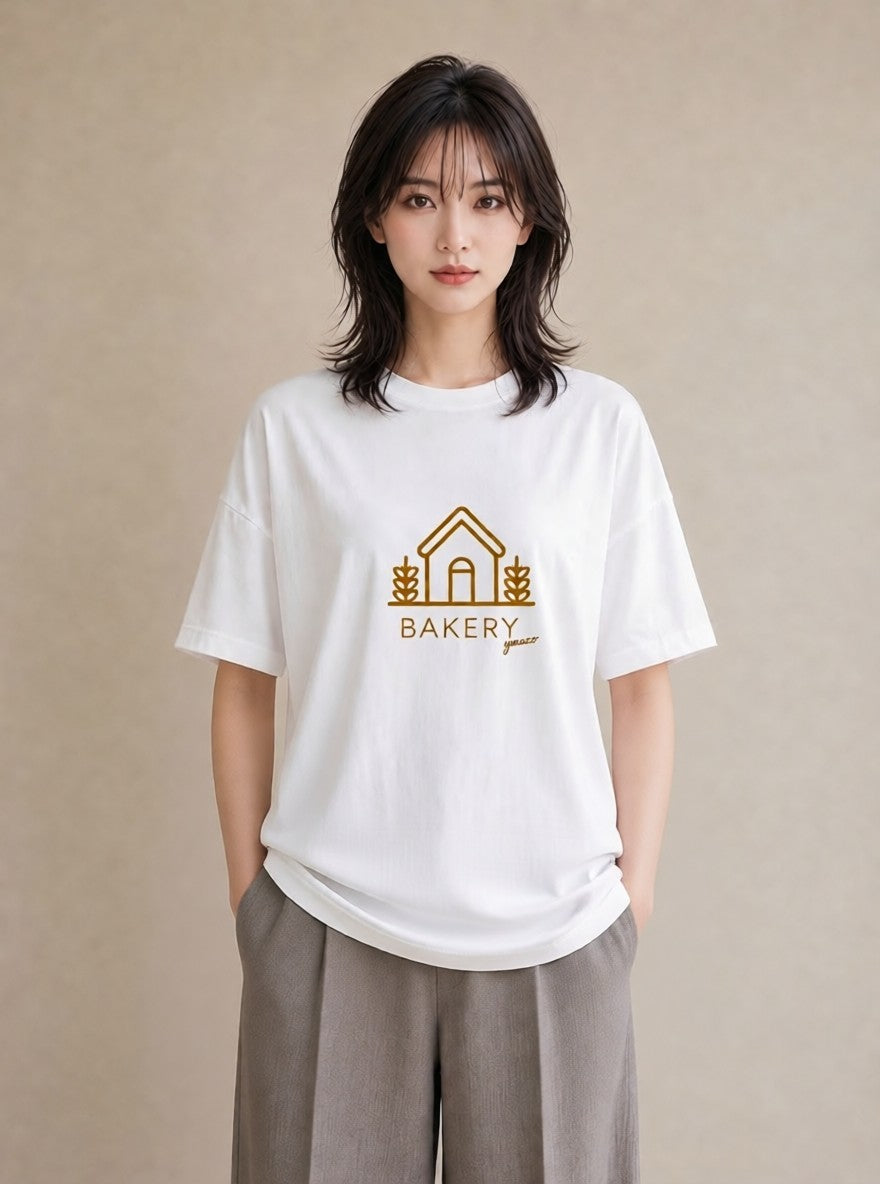 デザインTシャツ レディース パン ベーカリー レトロ イラスト ナチュラル 親子 20代 白T