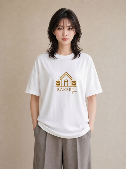 デザインTシャツ レディース パン ベーカリー レトロ イラスト ナチュラル 親子 20代 白T
