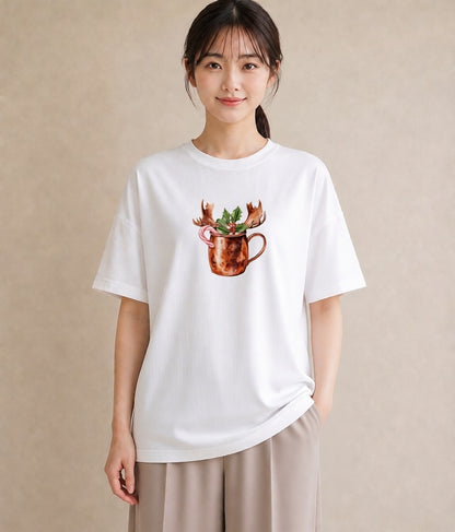 デザインTシャツ レディース ココア 食べ物 フード イラスト ポップ カフェ服 クリスマス 白T