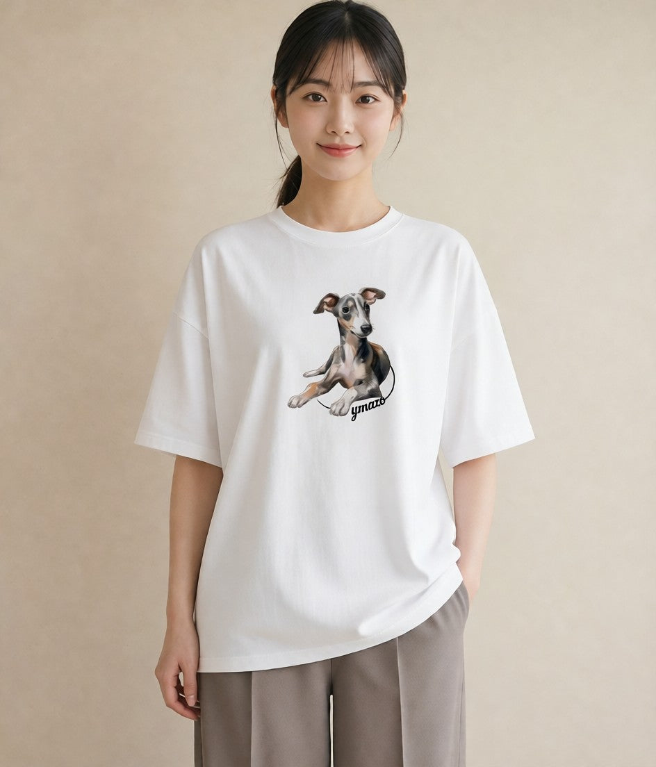 半袖Tシャツ レディース ミックス犬 犬 いぬ イラスト 上品 通勤 在宅 白T