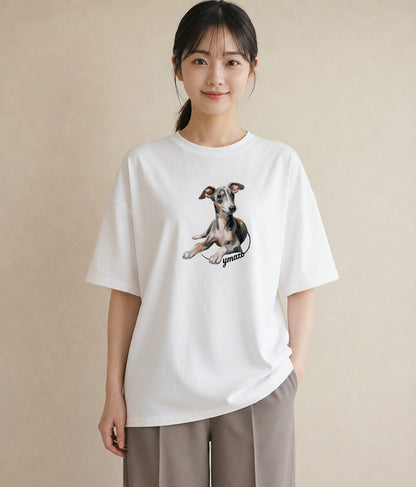 半袖Tシャツ レディース ミックス犬 犬 いぬ イラスト 上品 通勤 在宅 白T