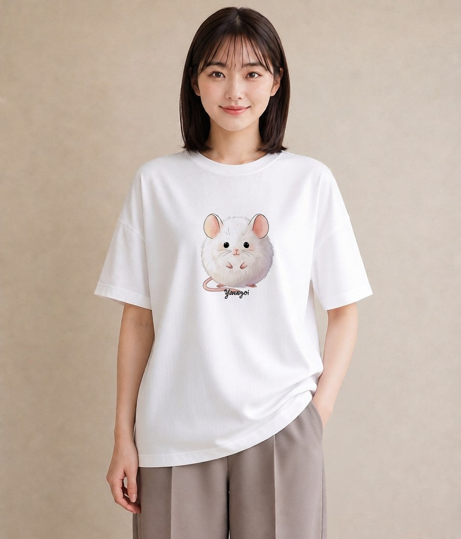 半袖Tシャツ レディース ロボロフスキー ペット 動物 イラスト レトロ クリスマス 旅行 白T
