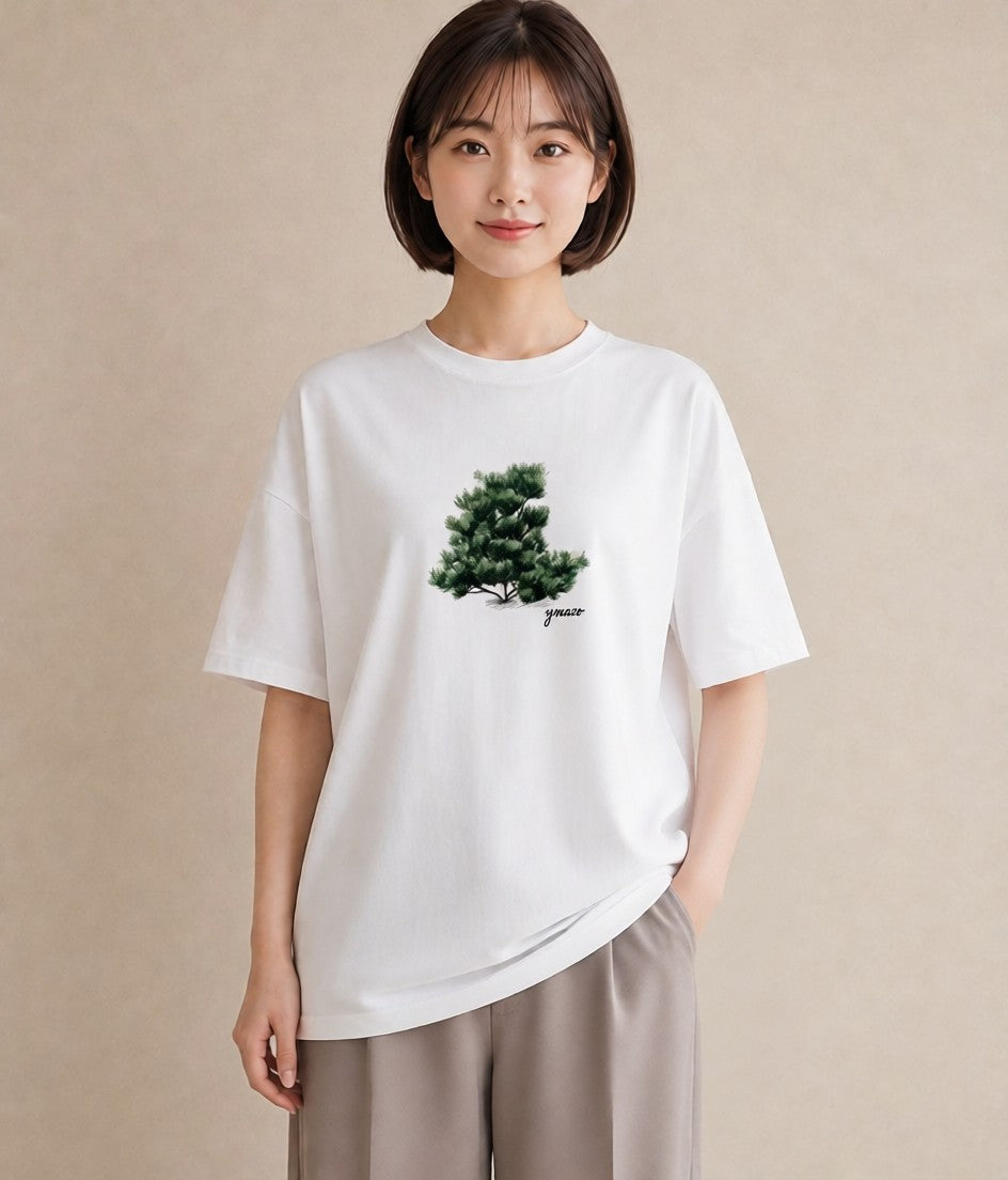 プリントTシャツ レディース 森 植物 ボタニカル イラスト ナチュラル 自分用 ルームウェア 白T