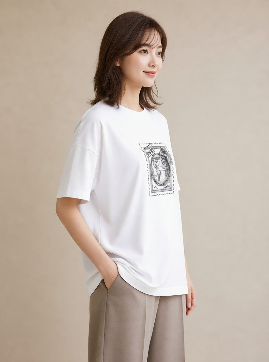 グラフィックTシャツ レディース 旅 トラベル スタンプ イラスト ポップ おしゃれギフト 社会人 白T