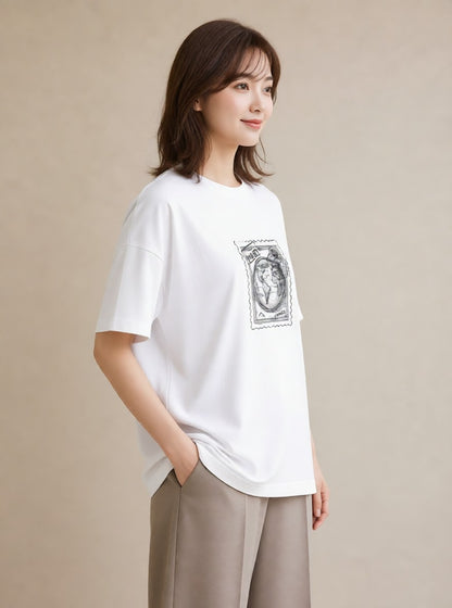 グラフィックTシャツ レディース 旅 トラベル スタンプ イラスト ポップ おしゃれギフト 社会人 白T