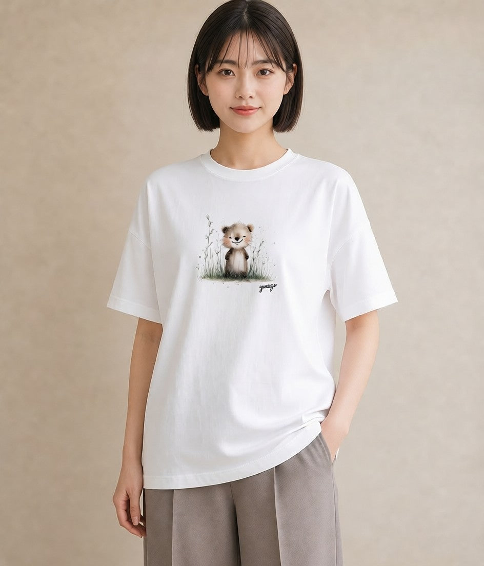 デザインTシャツ レディース ハムスター ペット 動物 イラスト 可愛い 友達ギフト 部屋着 白T