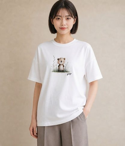 デザインTシャツ レディース ハムスター ペット 動物 イラスト 可愛い 友達ギフト 部屋着 白T
