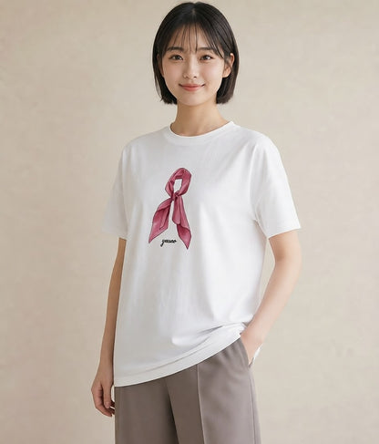 デザインTシャツ レディース レースハンカチ レース ハンカチ ナチュラル アンティーク イラスト 可愛い 綿100 デート 白T