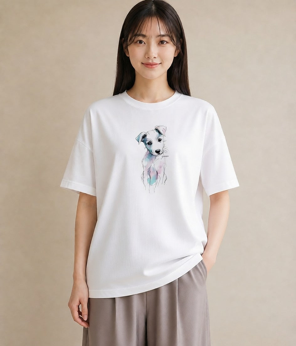 グラフィックTシャツ レディース わんちゃん 犬 いぬ イラスト ガーリー 親子 20代 白T