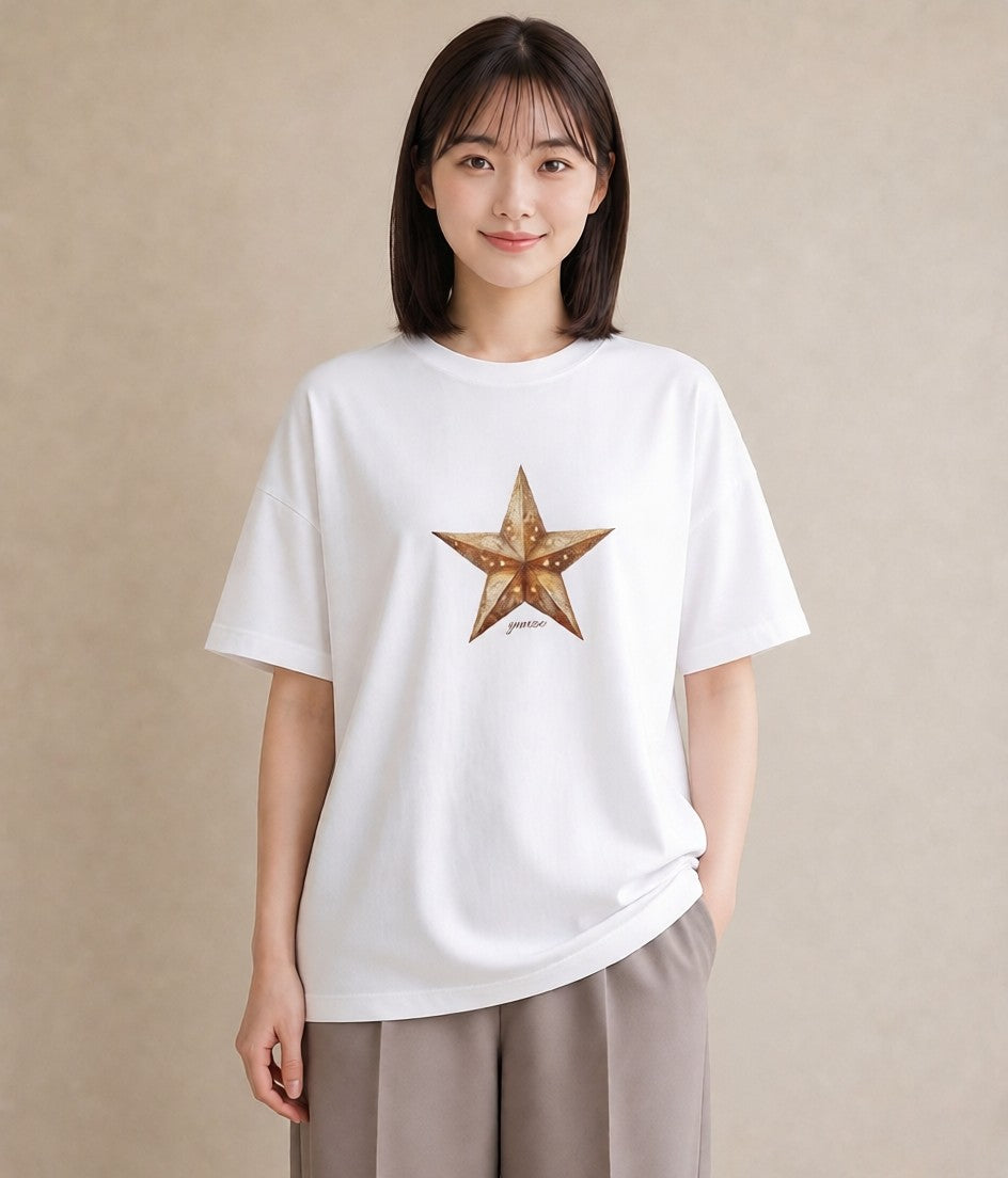 プリントTシャツ レディース スター 星空 宇宙 イラスト ゆるかわ デート 帰省 白T