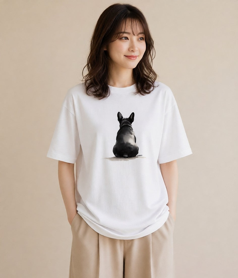 Tシャツ レディース フレンチブルドッグ フレブル 犬 いぬ イラスト 韓国風 普段着 週末コーデ 白T