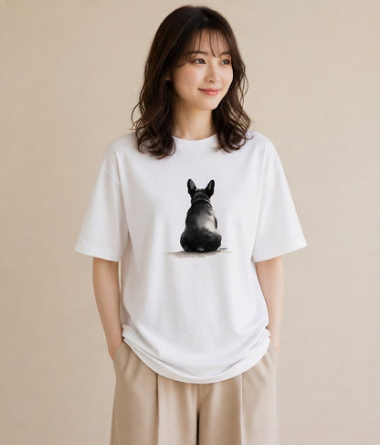 Tシャツ レディース フレンチブルドッグ フレブル 犬 いぬ イラスト 韓国風 普段着 週末コーデ 白T