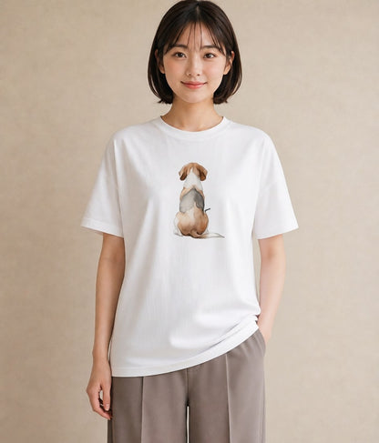 グラフィックTシャツ レディース ビーグル 犬 いぬ イラスト ラフカジュアル 送別ギフト 通勤 白T