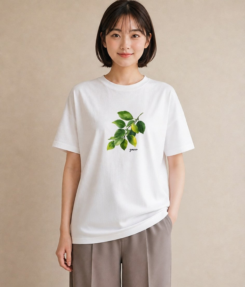 プリントTシャツ レディース 葉っぱ 植物 ボタニカル イラスト シック 旅行用 海 白T