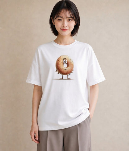 プリントTシャツ レディース ドーナツ 食べ物 フード イラスト 抜け感 自分用 ルームウェア 白T