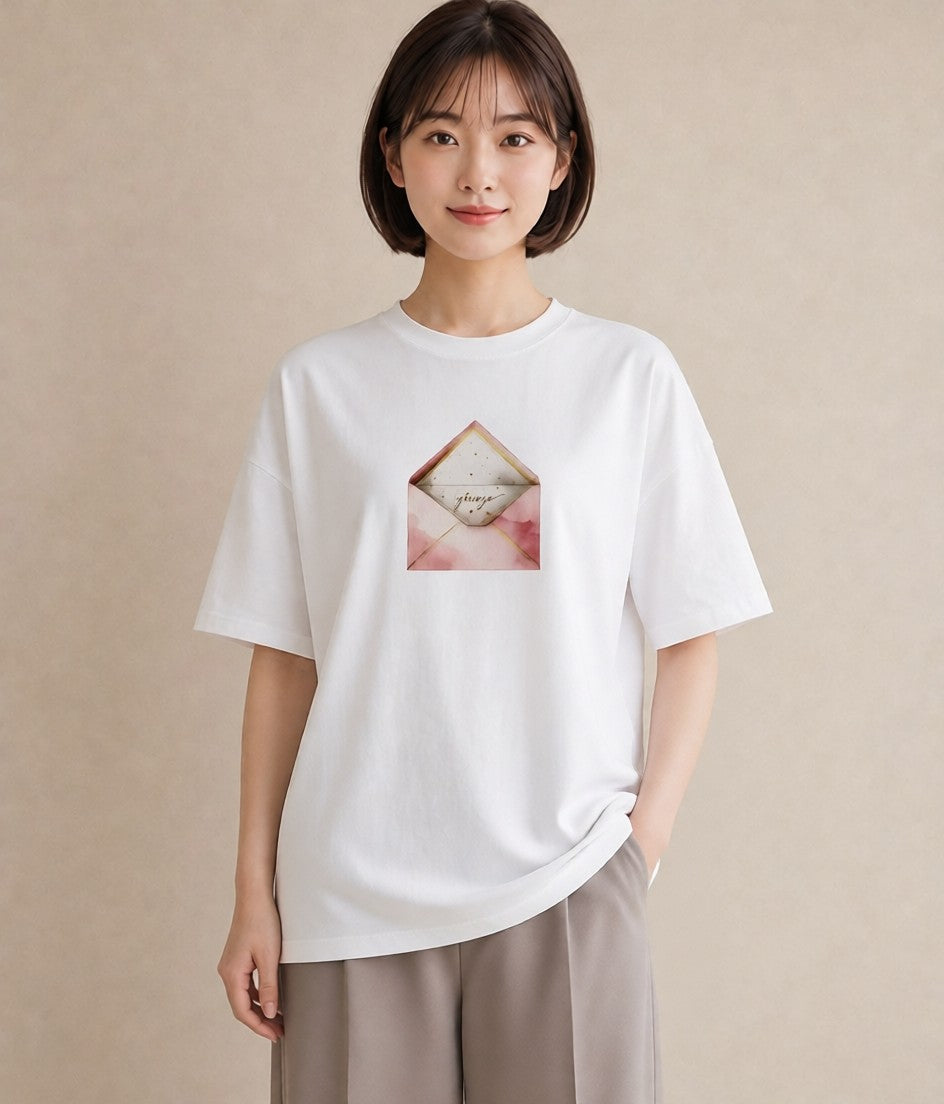 Tシャツ レディース 封蝋 手紙 アンティーク ナチュラル イラスト シンプル デイリーウェア 休日 白T