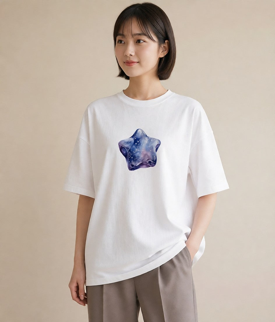 デザインTシャツ レディース 宇宙 星空 イラスト レトロ おしゃれギフト 社会人 白T