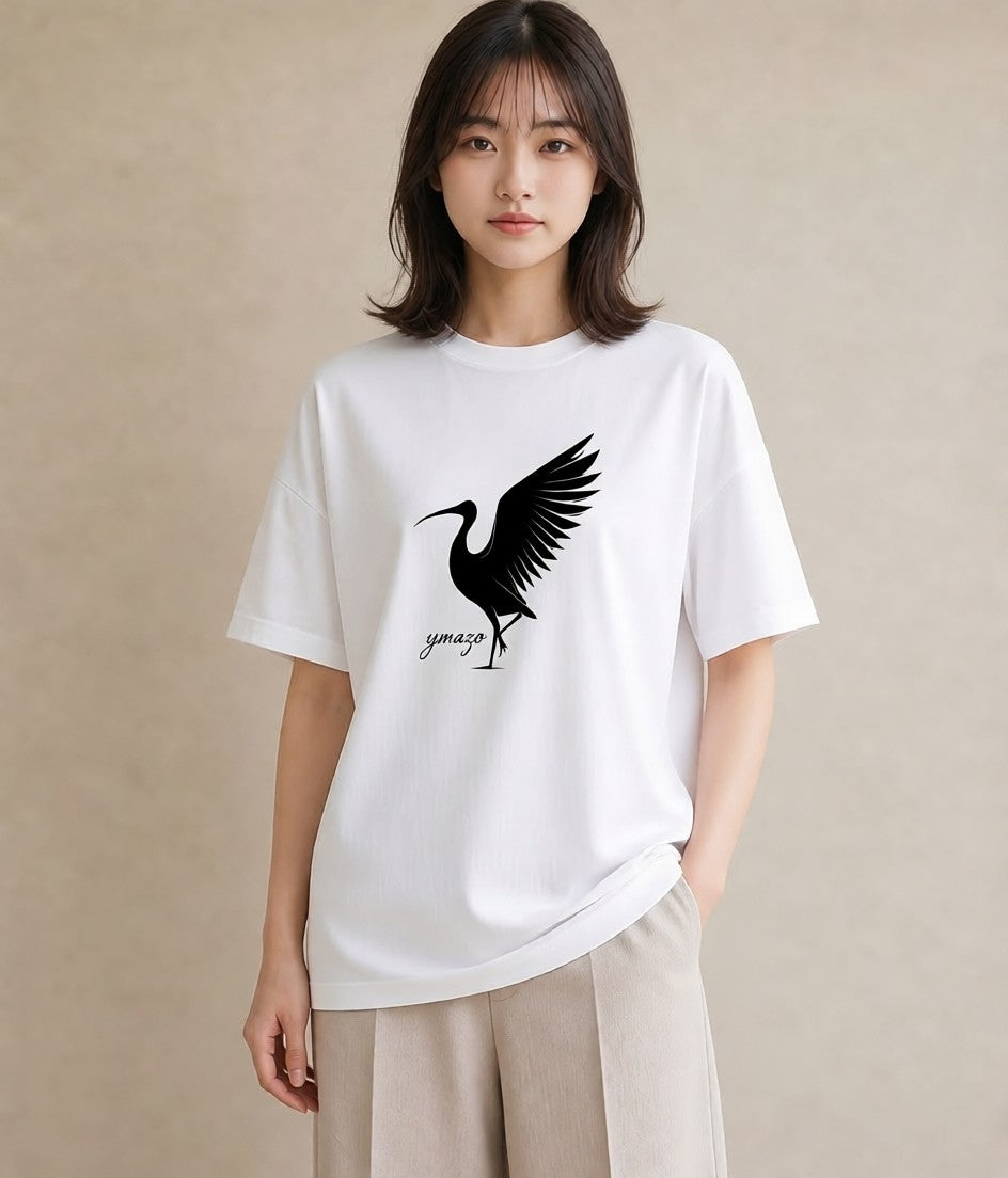デザインTシャツ レディース 折り鶴 折り紙 ナチュラル アンティーク イラスト モード 20代 カジュアルコーデ 白T