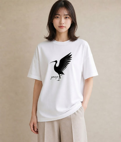 デザインTシャツ レディース 折り鶴 折り紙 ナチュラル アンティーク イラスト モード 20代 カジュアルコーデ 白T