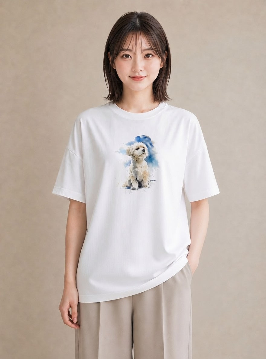 グラフィックTシャツ レディース 犬好き 犬 いぬ イラスト 可愛い 自分用 ルームウェア 白T