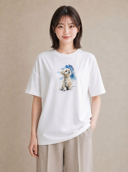 グラフィックTシャツ レディース 犬好き 犬 いぬ イラスト 可愛い 自分用 ルームウェア 白T