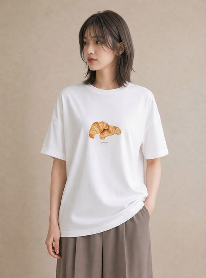 プリントTシャツ レディース ベーグル 食べ物 フード イラスト 可愛い 敬老の日 ホワイトデー 白T