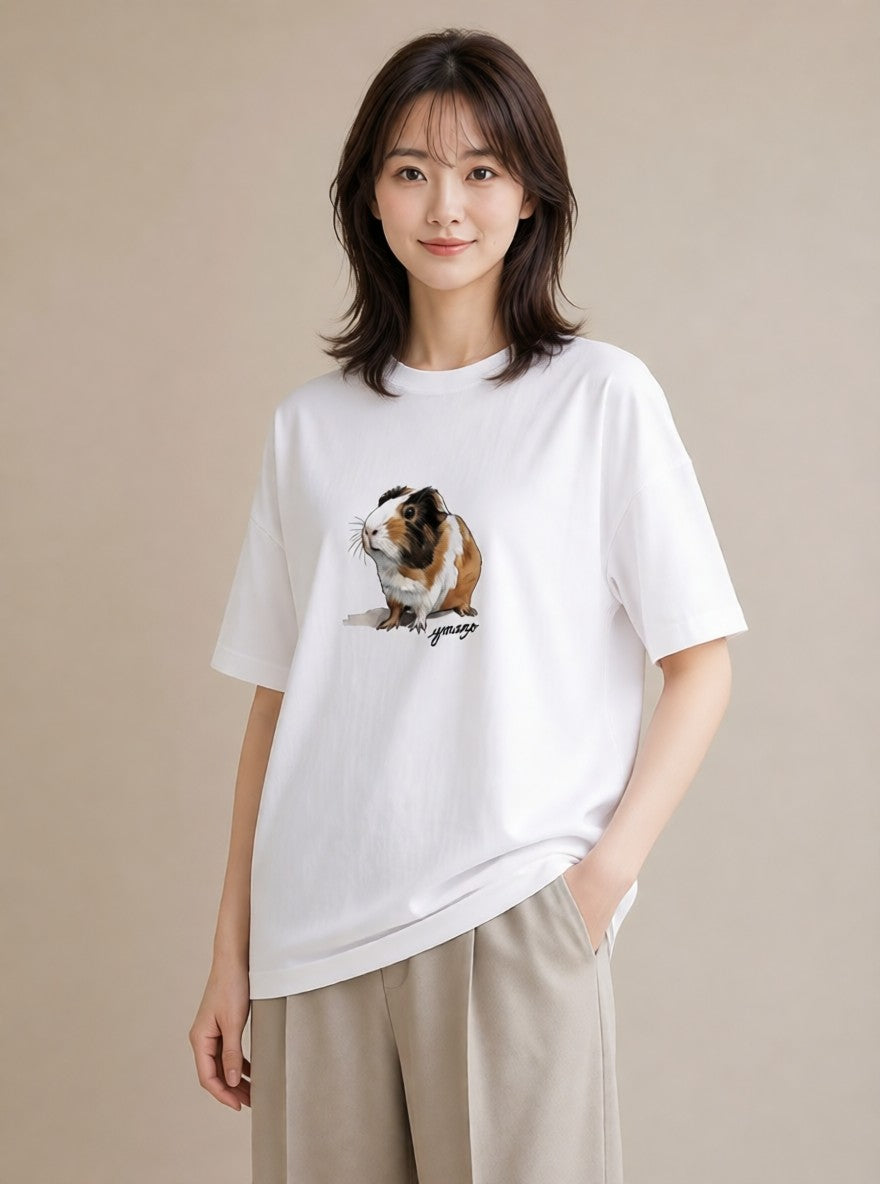 デザインTシャツ レディース ハムスター ペット 動物 イラスト ポップ 社会人 女性 白T