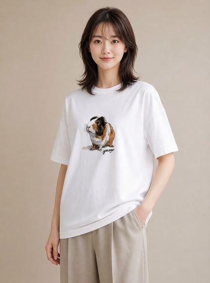 デザインTシャツ レディース ハムスター ペット 動物 イラスト ポップ 社会人 女性 白T