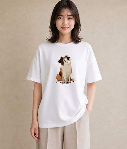 デザインTシャツ レディース 犬 いぬ イラスト モード 敬老の日 ホワイトデー 白T