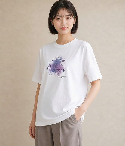 デザインTシャツ レディース 射手座 星空 宇宙 イラスト レトロ 友達ギフト 部屋着 白T