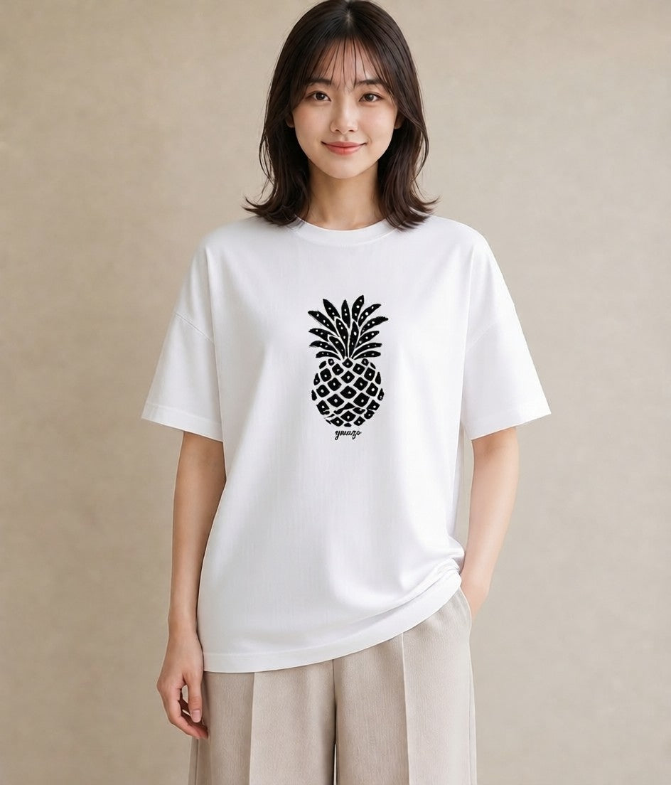 Tシャツ レディース パイナップル 食べ物 フード イラスト 母娘コーデ 自分用 白T