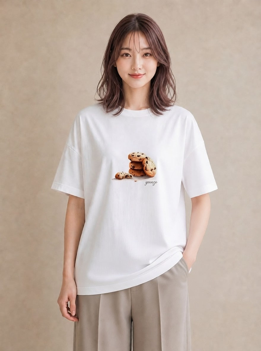 デザインTシャツ レディース チョコ 食べ物 フード イラスト きれいめ 週末コーデ 敬老の日 白T