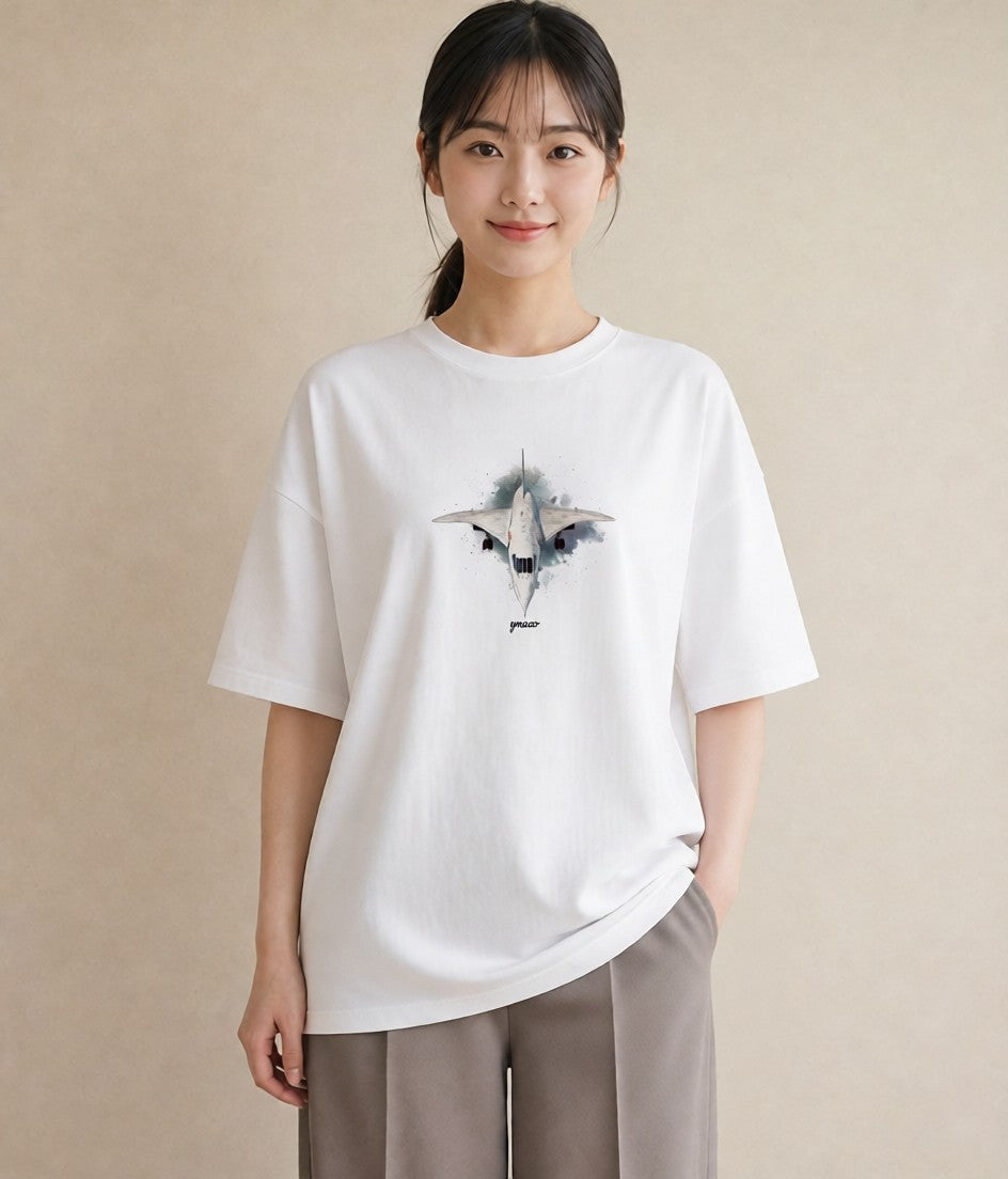 グラフィックTシャツ レディース ロケット 星空 宇宙 イラスト 線画 ラフ レイヤード 白T