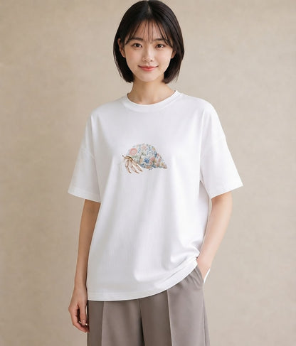 プリントTシャツ レディース 貝 海の生き物 海 イラスト ナチュラル 週末コーデ 敬老の日 白T