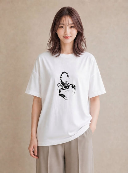 半袖Tシャツ レディース 蠍座 星空 宇宙 イラスト ラフカジュアル ミセス 春コーデ 白T